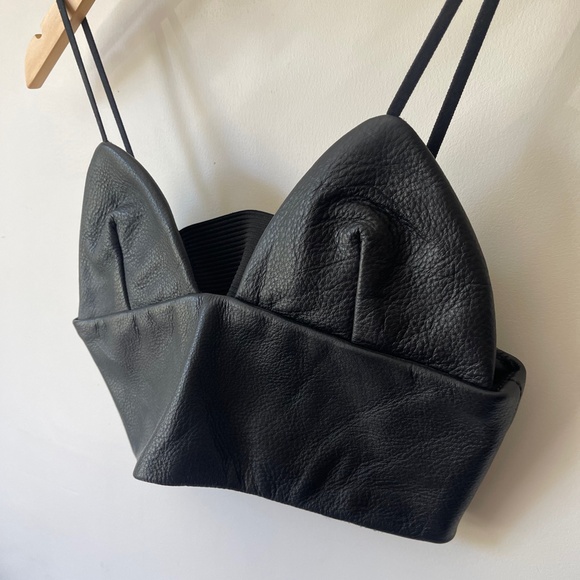 Pebbled Leather Bralette-style Top - Picture 2 of 6